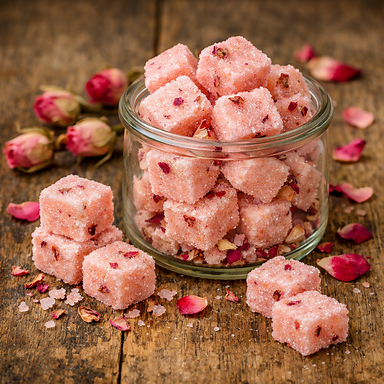 Rose sugar cubes