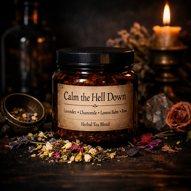 Calm the Hell Down tea blend dark moody apothecary aesthetic