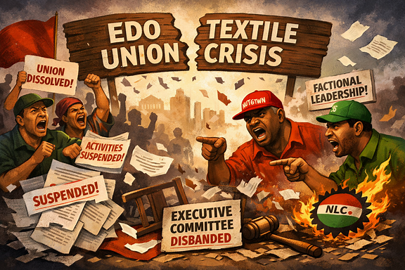 Edo NLC crisis: Textile Union dissolves executive, suspends activities in state