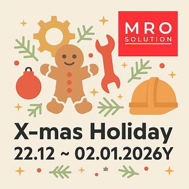 A modern and minimalistic Christmas holiday image for a B2B shopping mall. The background is white with abstract red and green geometric shapes, a small Christmas tree icon, and elegant text that reads 'X-mas Holiday (22.12 ~ 02.01.2026Y)'. Add the MRO SOLUTION logo in the top right corner.