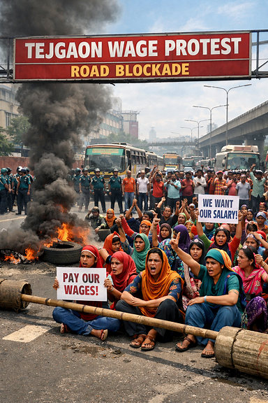 Workers withdraw Tejgaon road blockade after 7 hours over unpaid wages, allowances