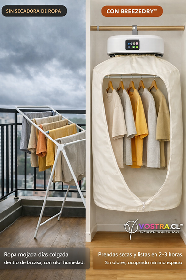 BreezeDry colgada con misma ropa