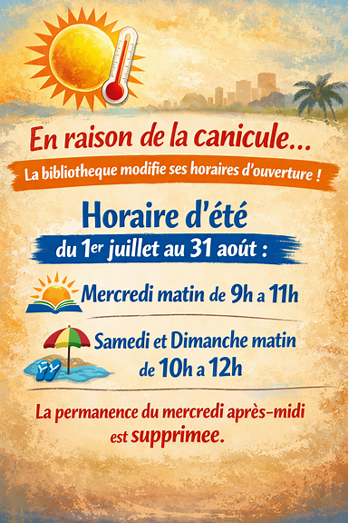 Affiche horaires été