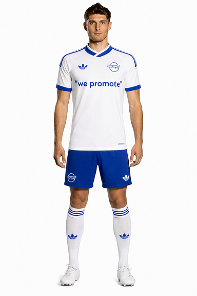 replace shirt text with "we promote"