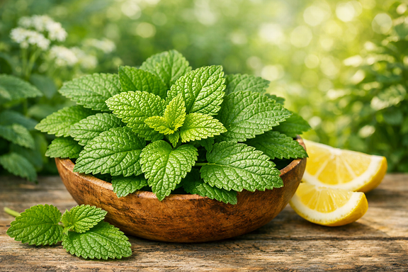 Lemon balm garden setting