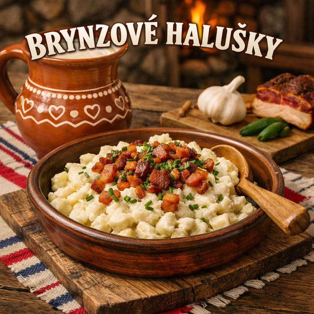 Nápis BRYNZOVÉ HALUŠKY na obrázku