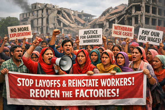 Protest rally demanding an end to the abuse and layoffs of garment workers