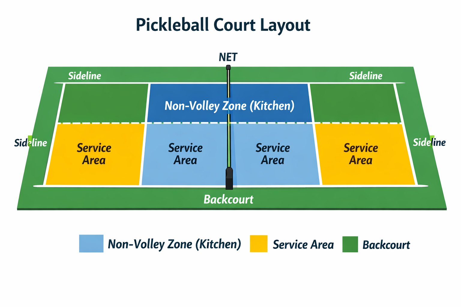 Pickleball court layout diagram