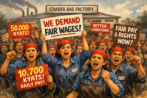 Myanmar Chaofa Leatherware workers' demand for wage increase still unsatisfied