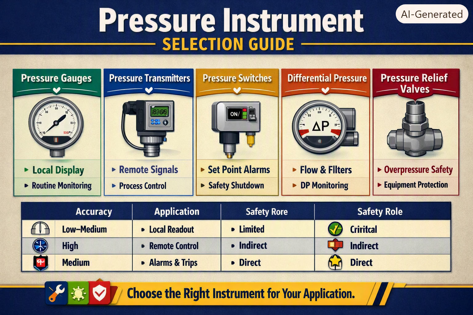 Pressure Instrument Selection Infographic