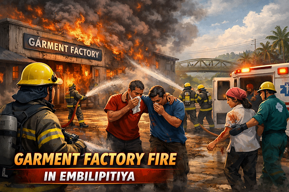 22 hospitalised after factory fire in Embilipitiya