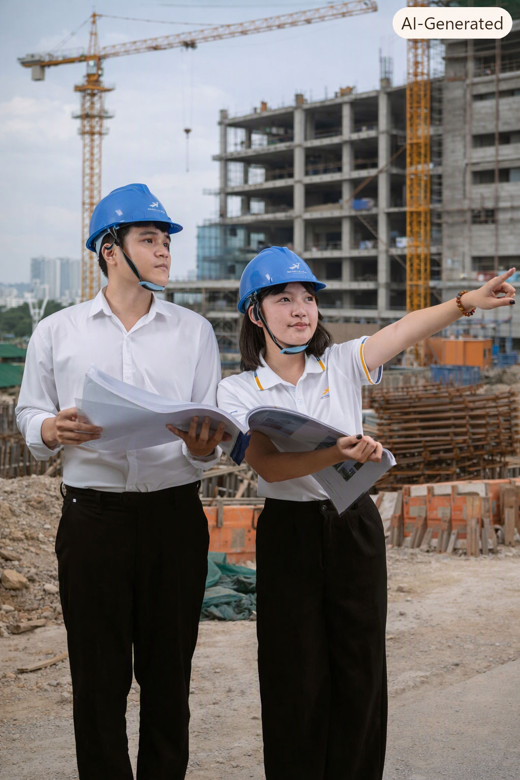 Hai kỹ sư tại công trường