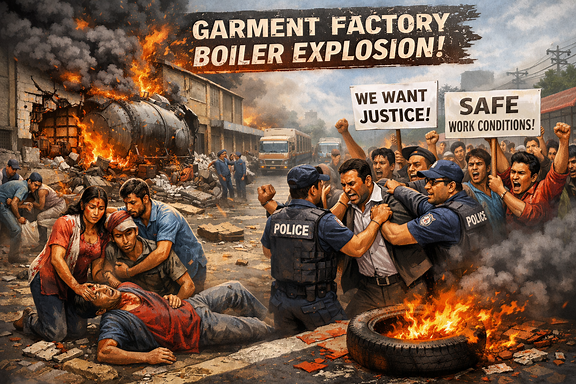 15 workers injured in boiler explosion at Narayanganj garment factory; protesters block road for two hours