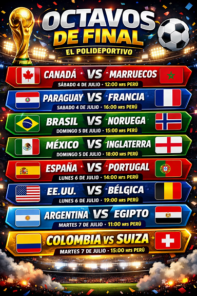 Banner octavos Mundial con Colombia vs Suiza