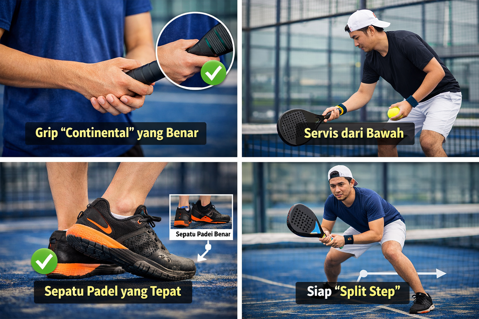 Ilustrasi servis padel dari bawah