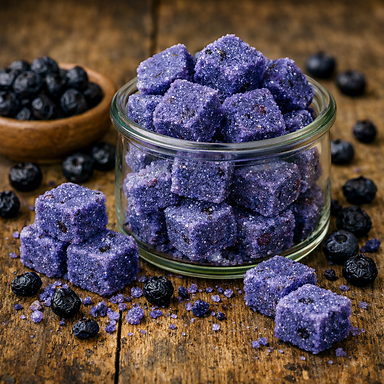Blueberry sugar cubes