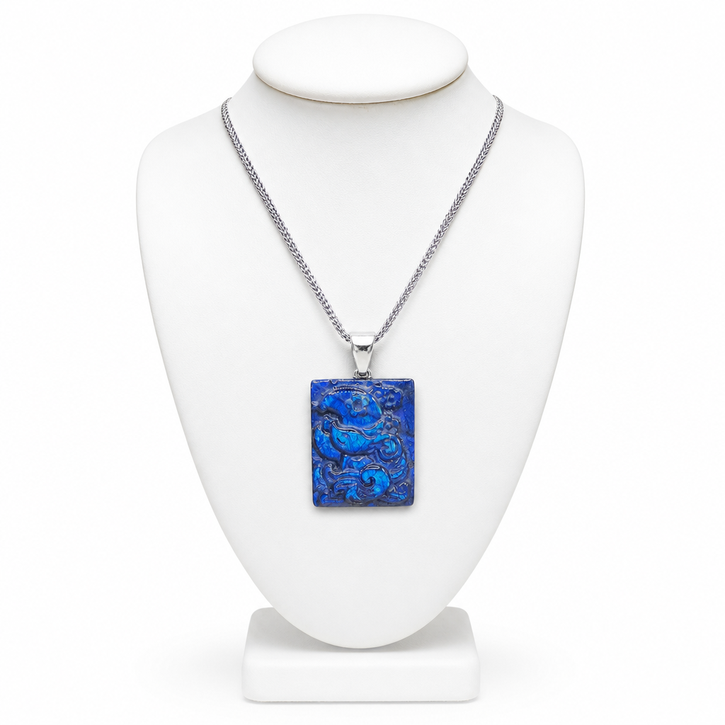 Pendant on jewelry stand white background