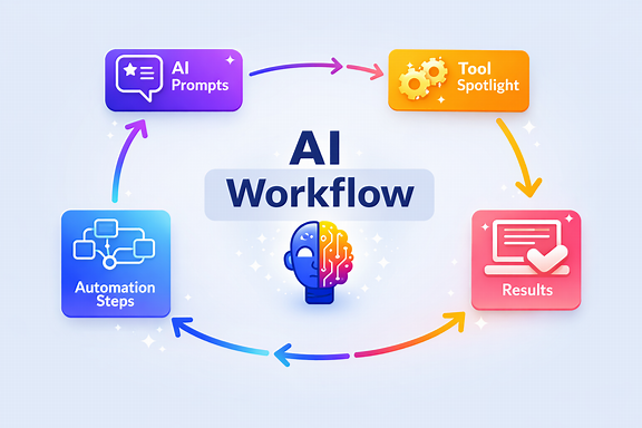 AI workflow diagram with lighter blue-gray background