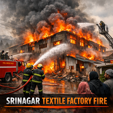 Fire breaks out at textile factory in Srinagar's Zakura industrial area, firefighting operations underway