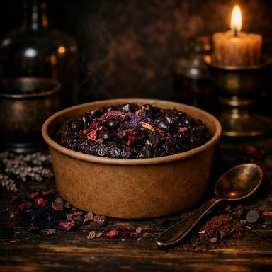 The Wild Child Snapcake in kraft bowl dark moody apothecary aesthetic