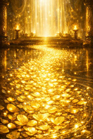 Remove central figure from golden divine hall scene
