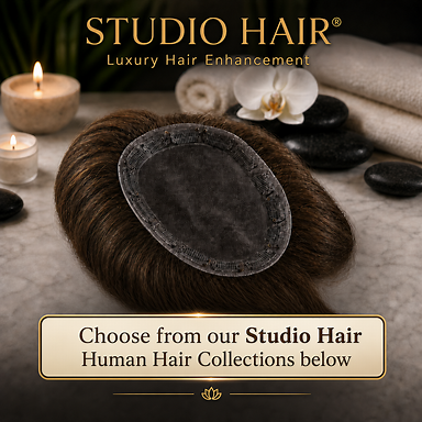Create a mockup button saying 'Choose from our Studio Hair Human Hair Collections below'