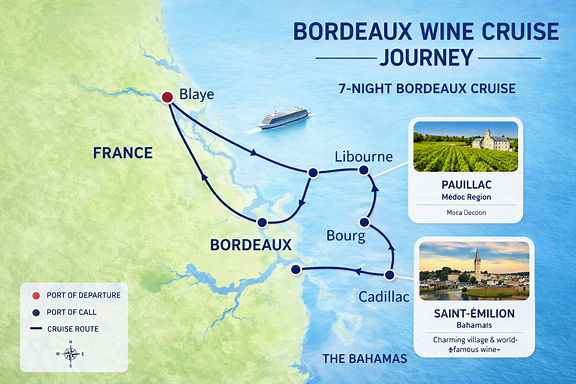 Bordeaux Wine Cruise Map in Bahamas Adventure Style