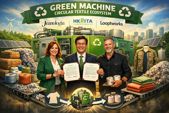HKRITA signs MOU with Jeanologia and Looptworks to establish the green machine circular textile ecosystem, marking a breakthrough in scalable textile recycling