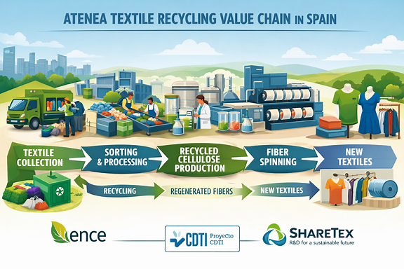 Ence and ShareTex begin initial testing of the ATENEA innovation project to promote textile recycling in Spain