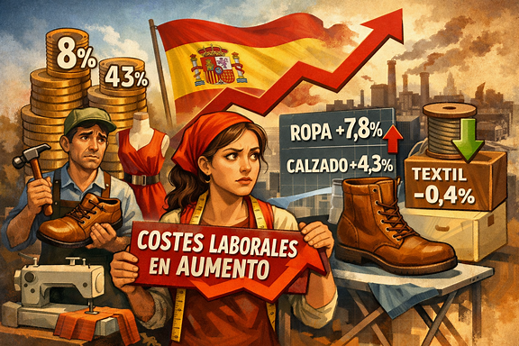 Labor costs in the Spanish fashion industry are rising by 8% in clothing manufacturing and 4% in footwear