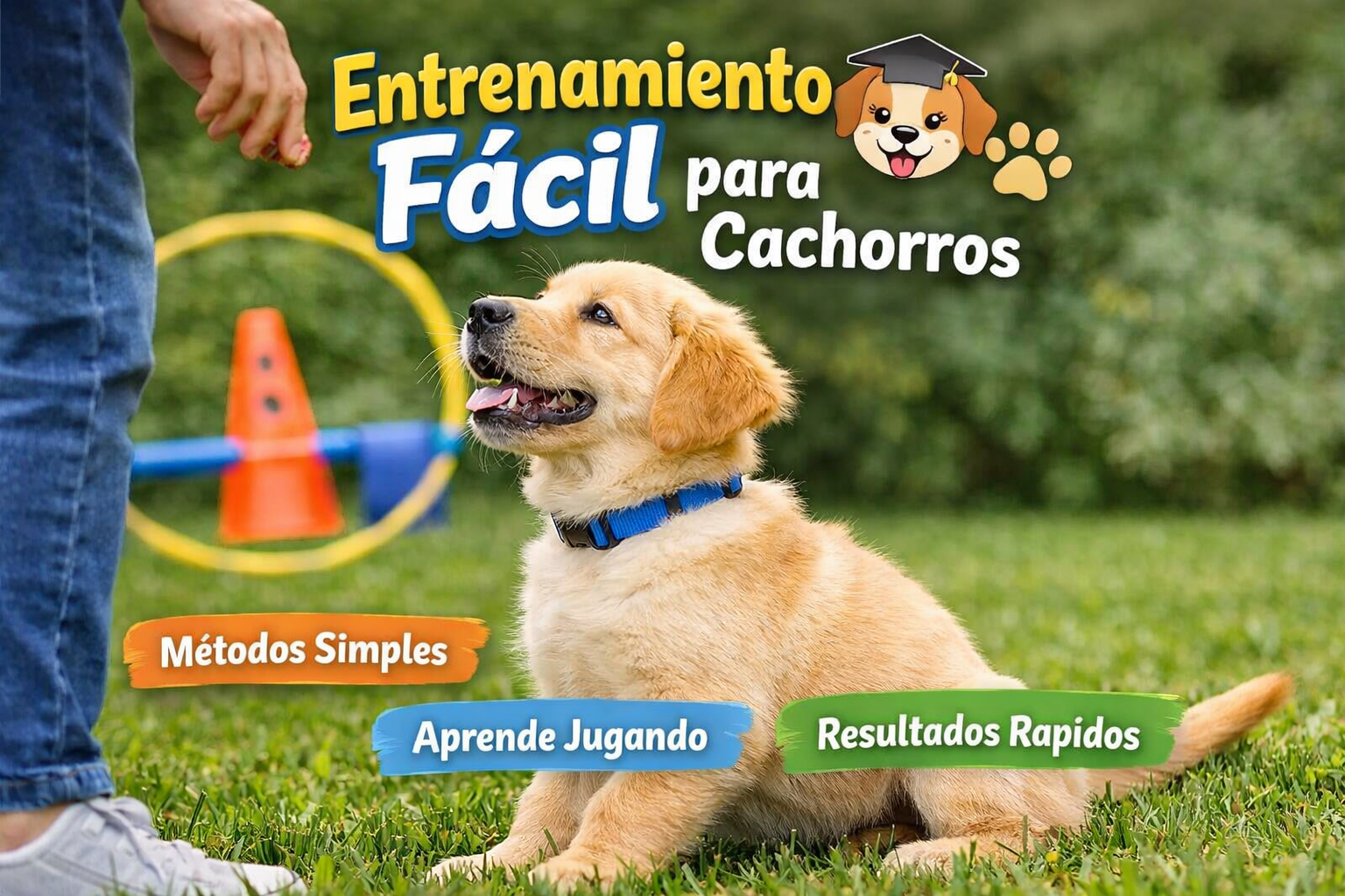 Cachorro feliz en entrenamiento fácil