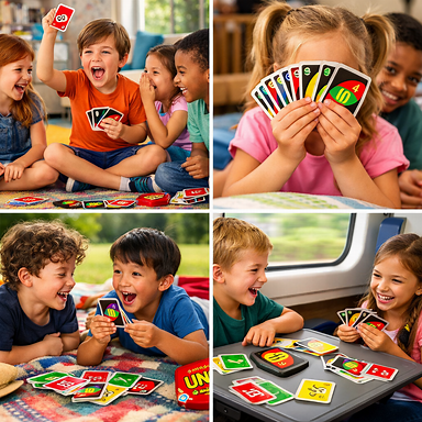 Creative kids playing UNO cards
